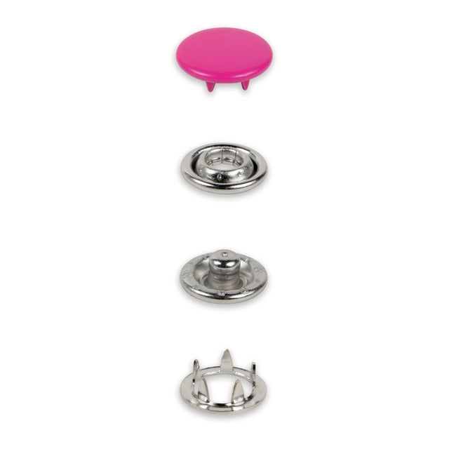 Metall trykknapper 12 mm Rosa fuchsia – 20stk (uten verktøy)