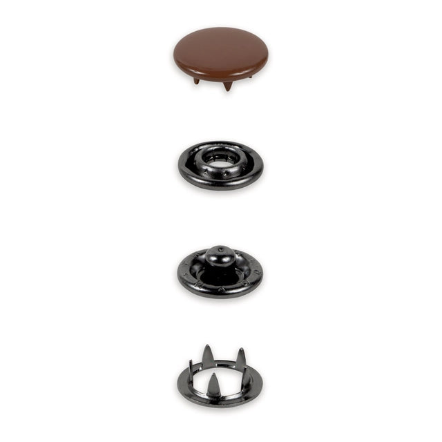 Metall trykknapper 12 mm Brun – 20stk (uten verktøy)