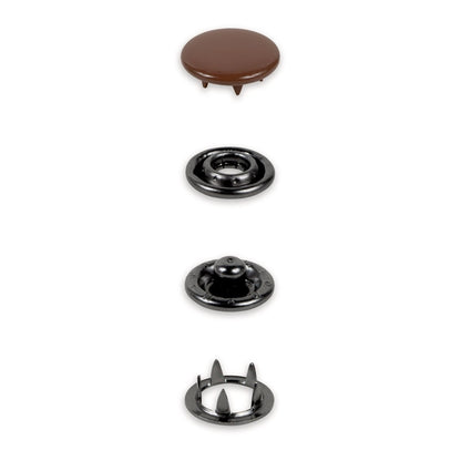 Metall trykknapper 12 mm Brun – 20stk (uten verktøy)