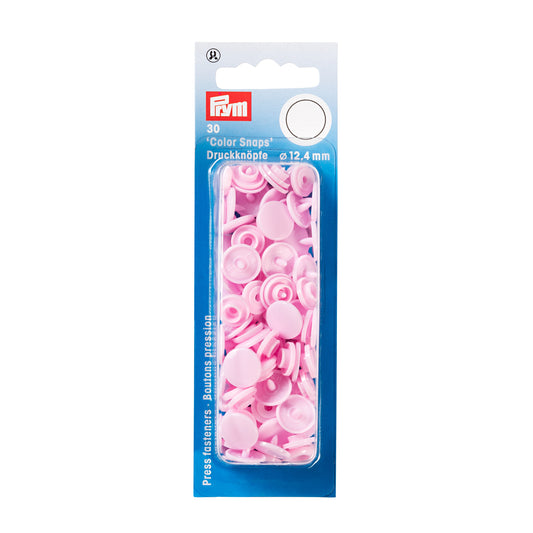 Trykknapper Plast 12,4 mm rosa (30 stk)