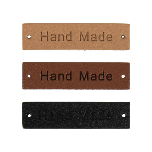 Milward lær labels "Handmade" 3 farger (6 stk)
