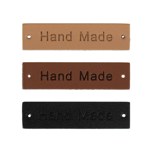 Milward lær labels "Handmade" 3 farger (6 stk)