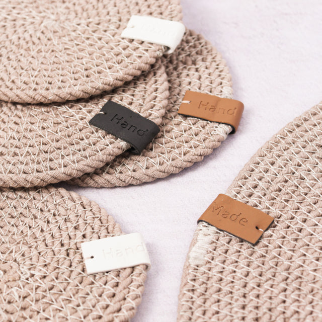 Milward lær labels "Handmade" 3 farger (6 stk)