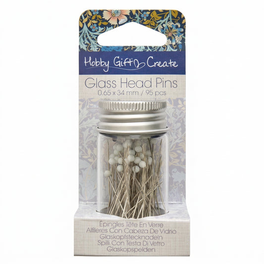 Knappenåler 95 stk med glasshode - Hobby Gift Create