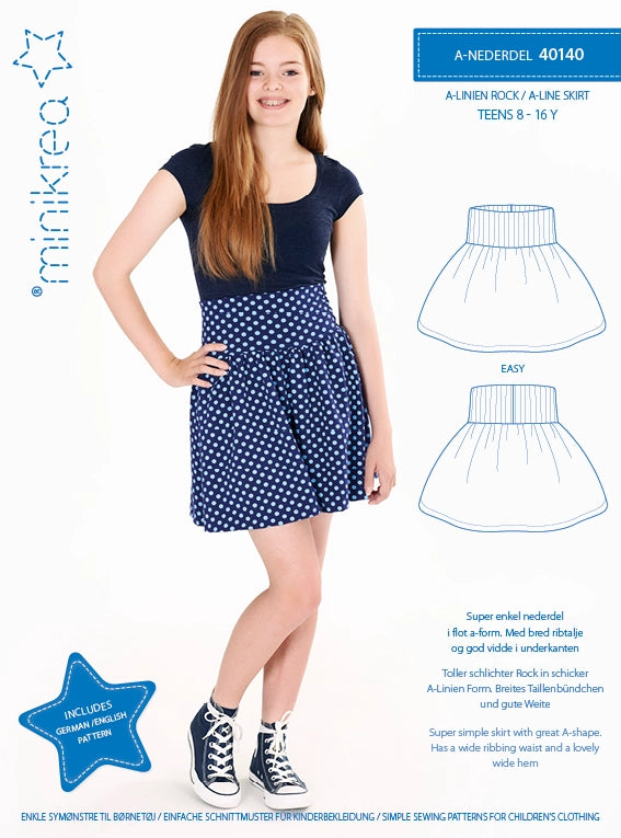 A-formet skjørt 8-16 år - Minikrea 40140