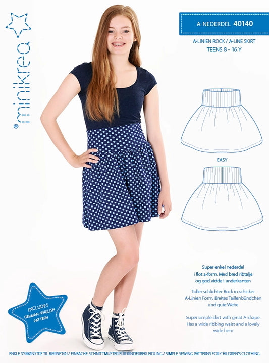 A-formet skjørt 8-16 år - Minikrea 40140