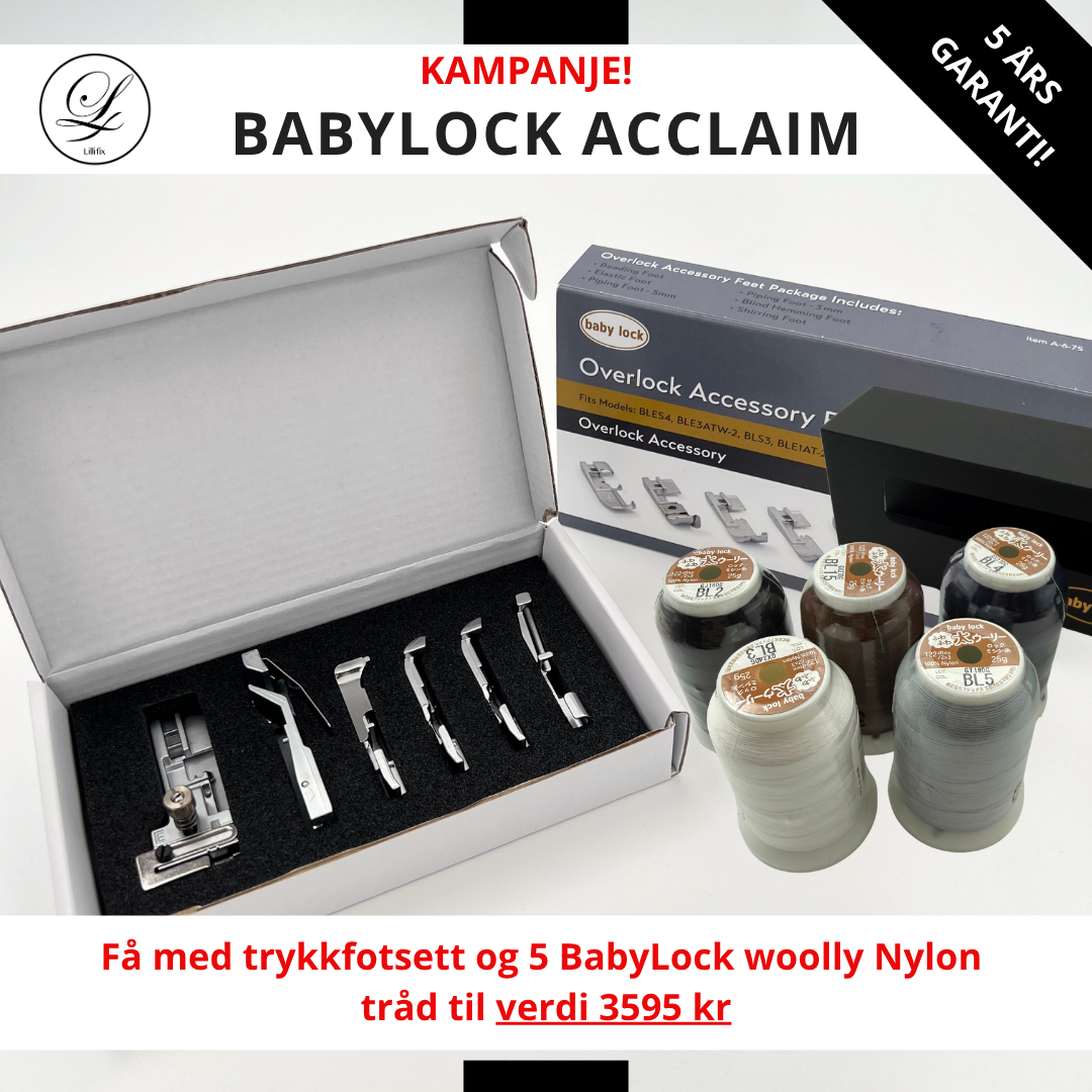 KAMPANJE Overlock Baby Lock Acclaim - Få med trykkføtter og tråd (verdi 3595)