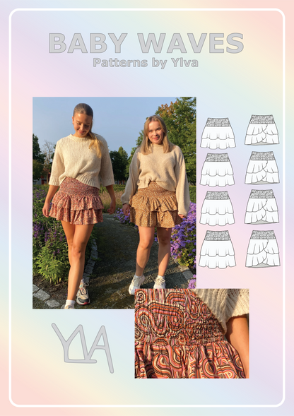 Patterns by Ylva - Baby Waves Skjørt (Str 30-60)