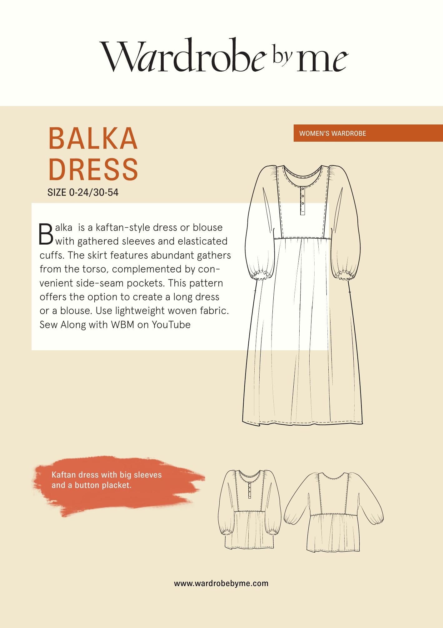 Symønster Balka Kjole Dame (Str 30-54) - Wardrobe by me
