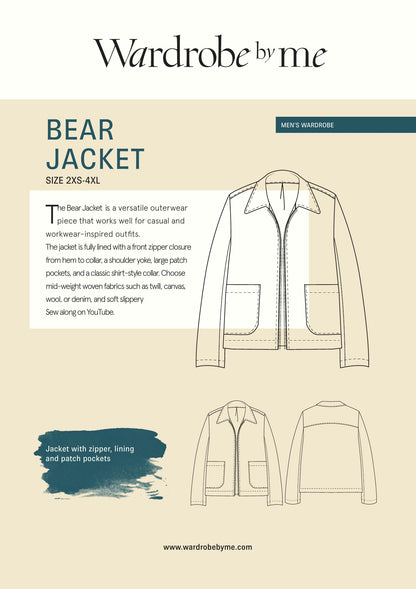 Symønster Bear Jakke Herre (Str 2XS-4XL) - Wardrobe by me
