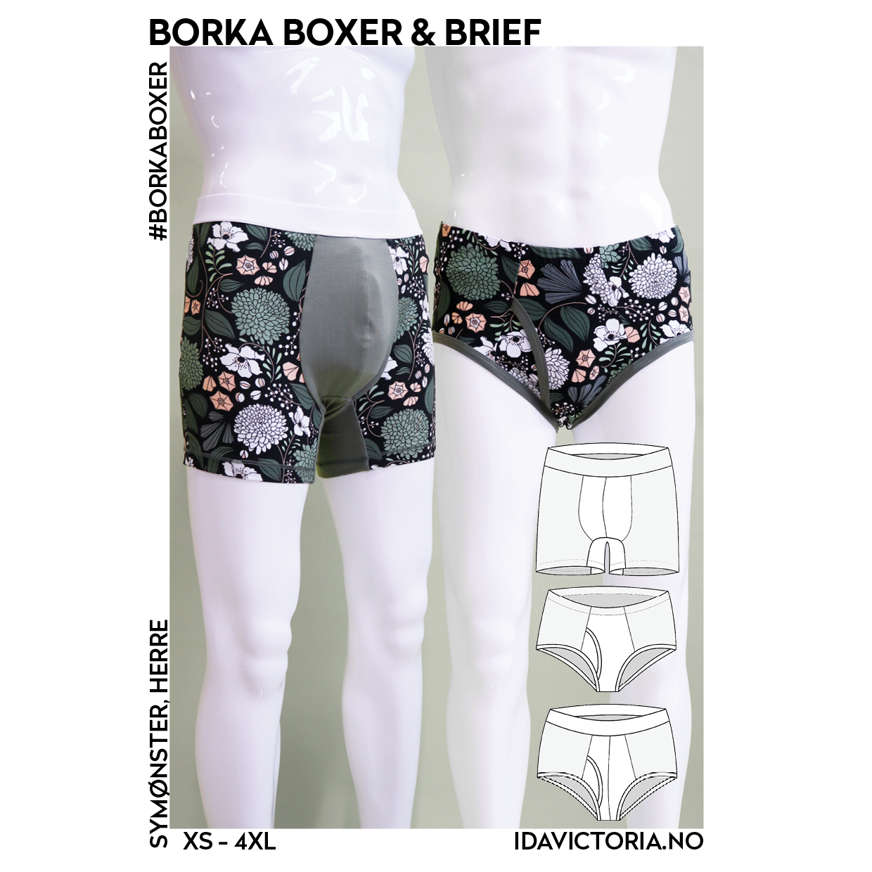 Ida Victoria: Borka boxer & brief, herre (XS-4XL)