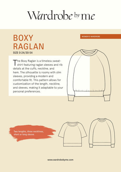 Symønster Boxy Raglan Genser Dame (Str 30-54) - Wardrobe by me