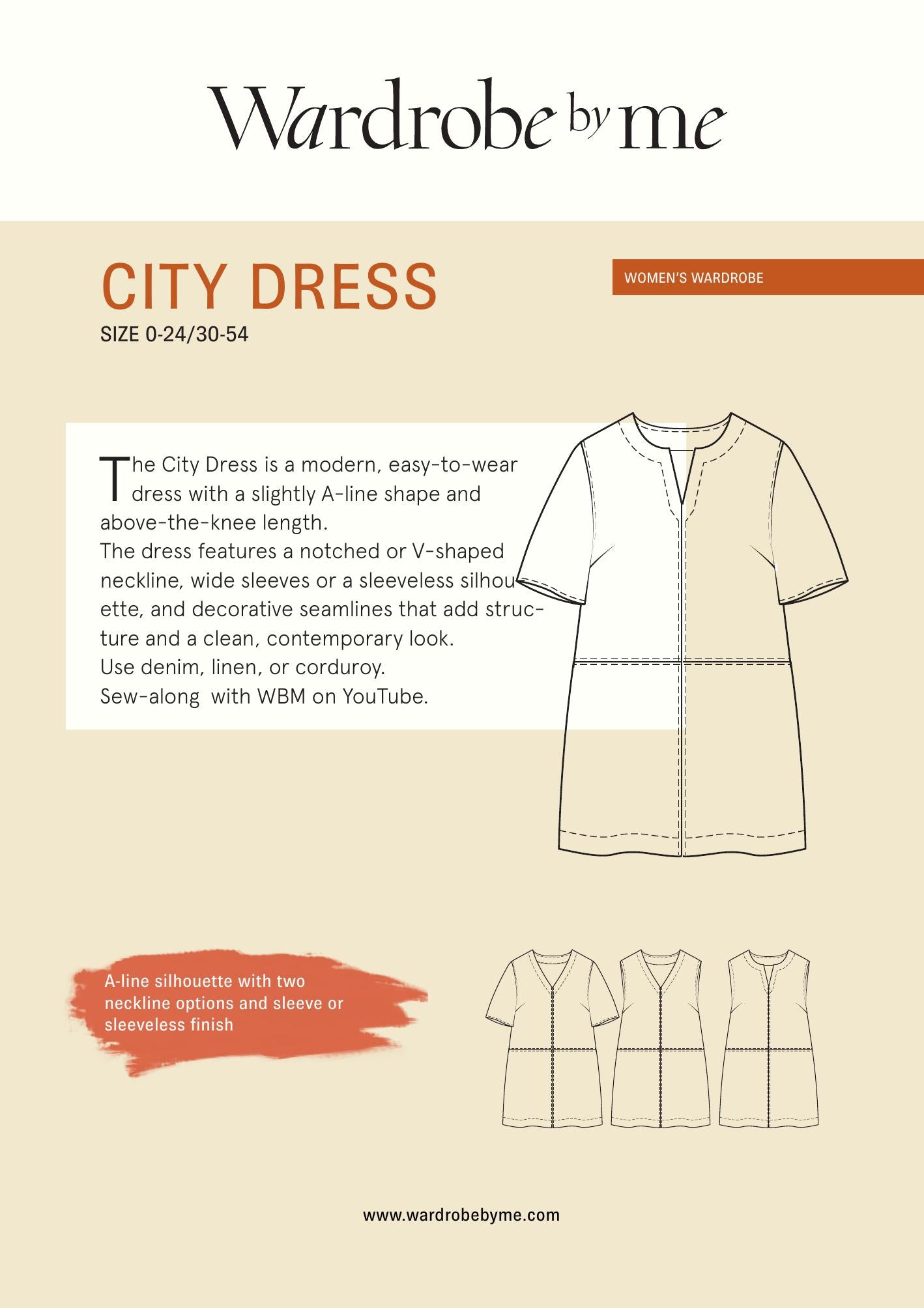 Symønster City Kjole Dame (Str 30-54) - Wardrobe by me