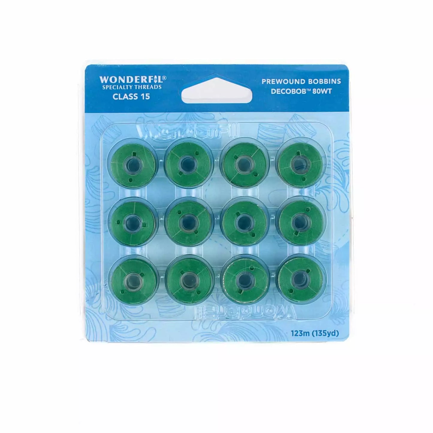 WonderFil Deco Bob Emerald Green ferdigspolte  underspoler 12 stk