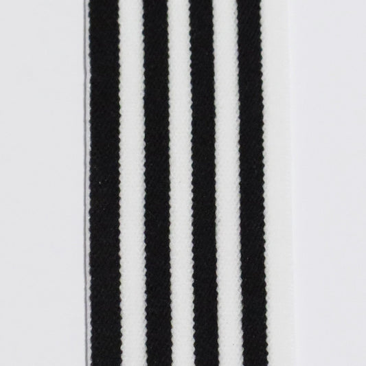 Elastikk 30 mm sort/hvit stripet