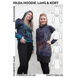 Ida Victoria: Hilde hoodie lang & kort genser (XS-4XL) papirmønster