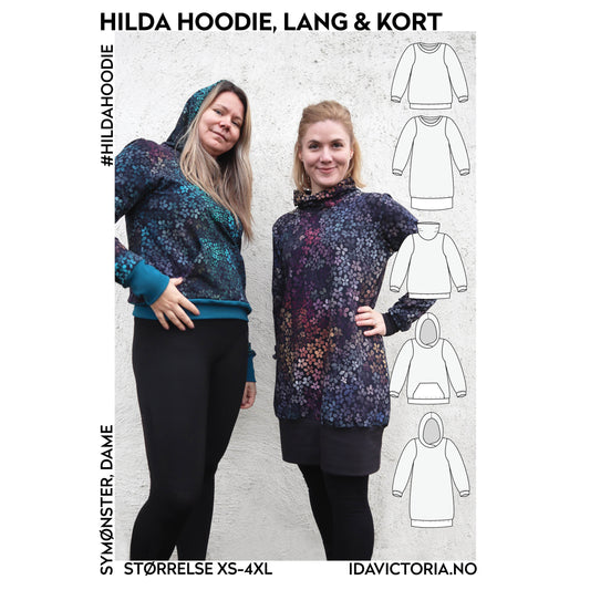 Ida Victoria: Hilde hoodie lang & kort genser (XS-4XL) papirmønster - Lillifixshop Ida Victoria