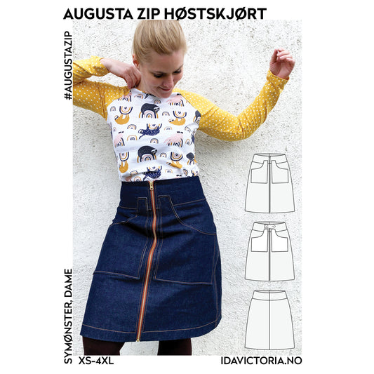 Ida Victoria: Augusta Zip Høstskjørt, dame (XS-4XL) papirmønster