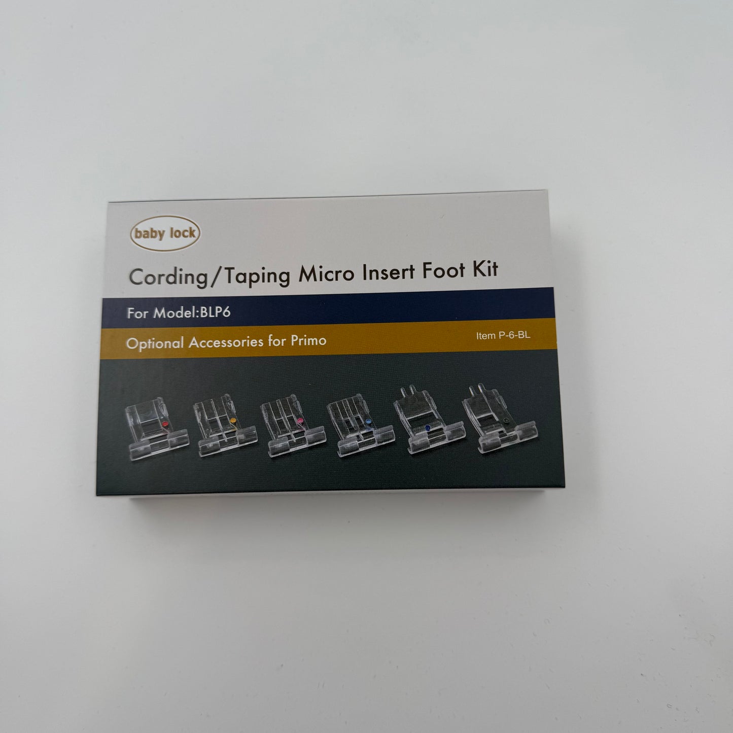 BabyLock Primo sett med 6 trykkføtter (Taping & Cording)