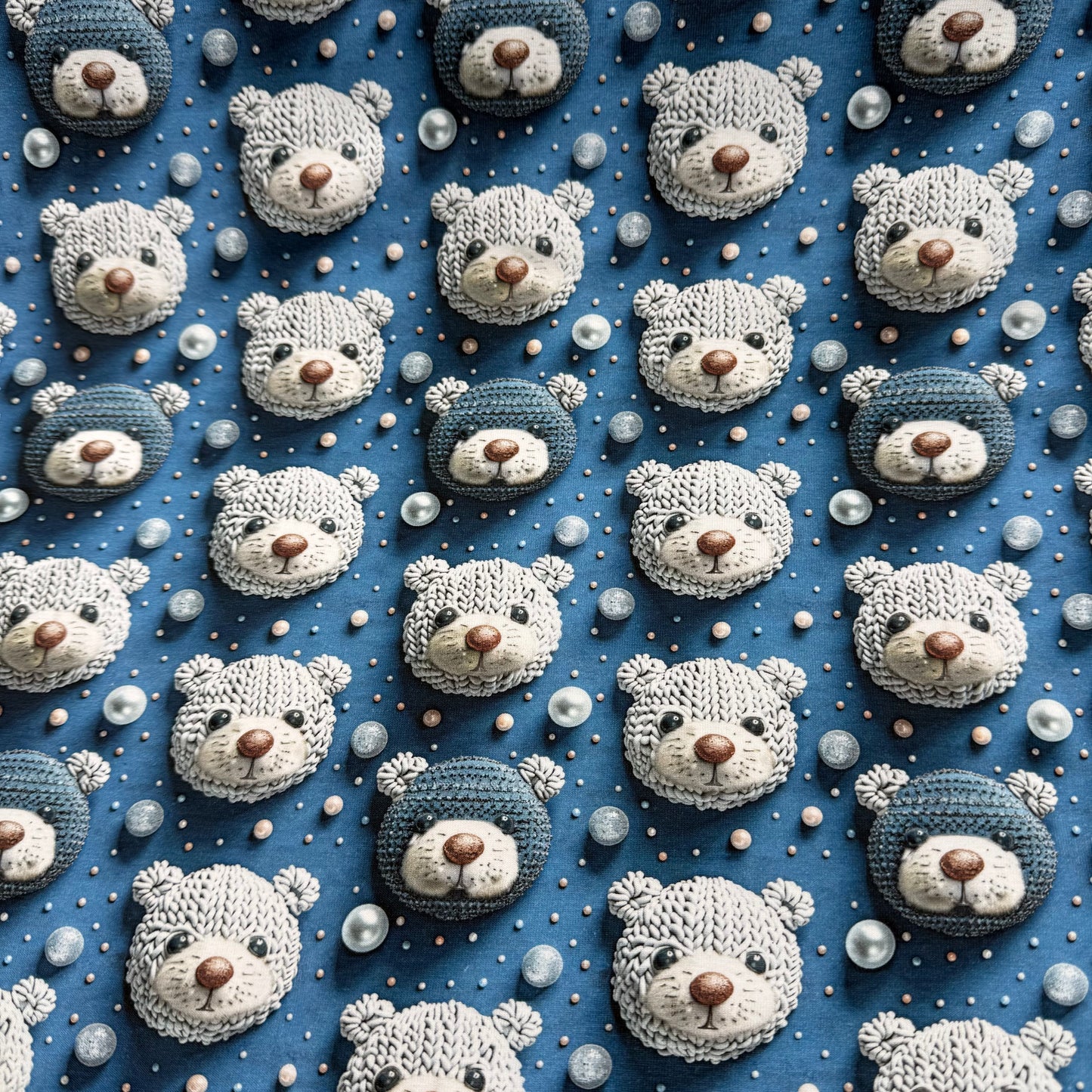 Bomullsjersey med små strikkede bamser