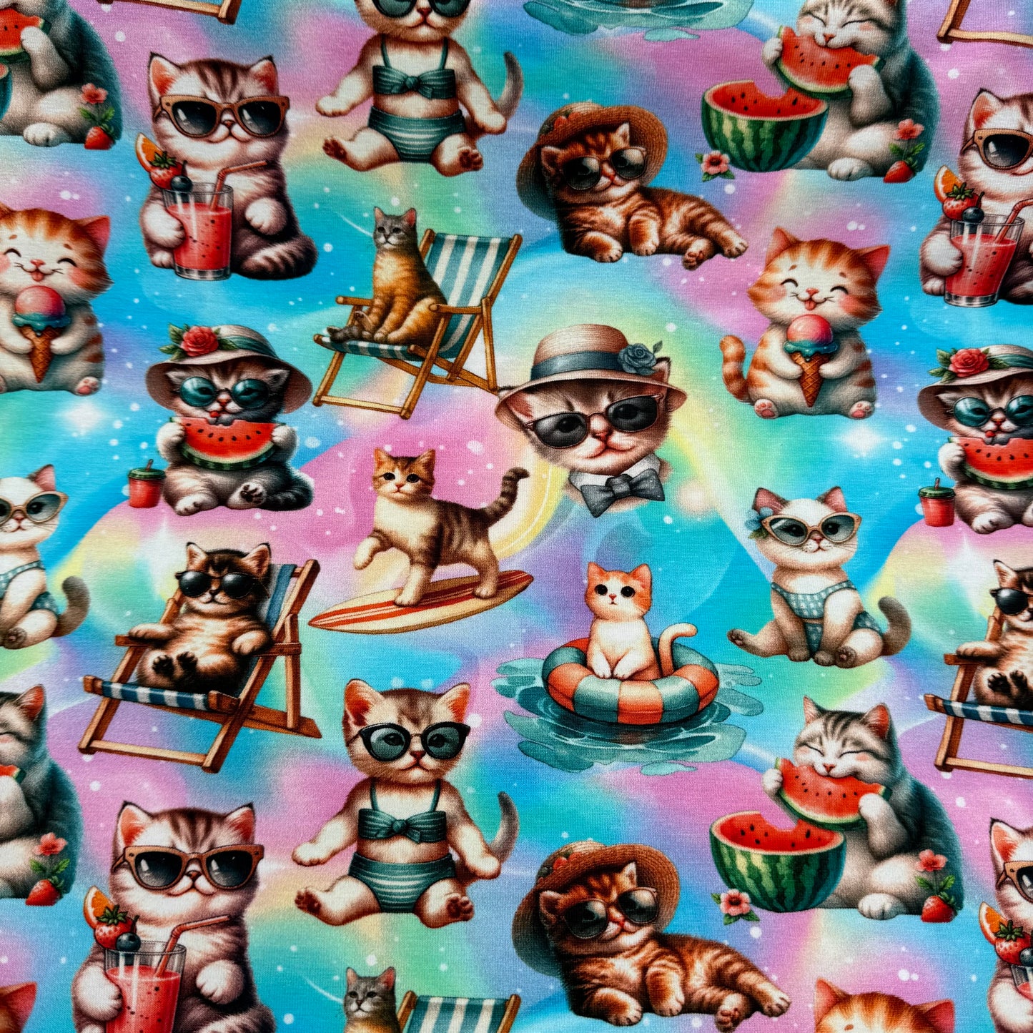 Bomullsjersey med søte katter