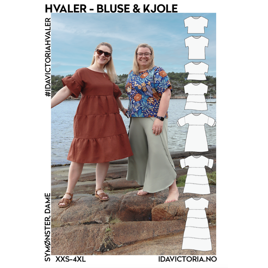 Ida Victoria: Hvaler bluse & kjole (XXS-4XL) papirmønster