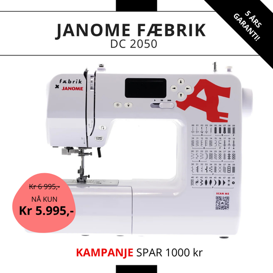 KAMPANJE! Elektronisk symaskin Janome DC2050 Fæbrik - Spar 1000 kr!