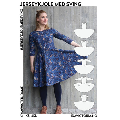 Ida Victoria: Jerseykjole med sving (XS-4XL) - Lillifixshop Ida Victoria