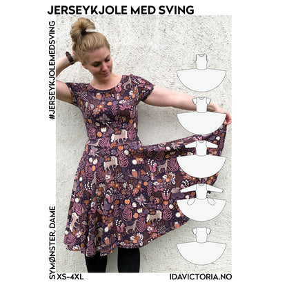 Ida Victoria: Jerseykjole med sving (XS-4XL) - Lillifixshop Ida Victoria