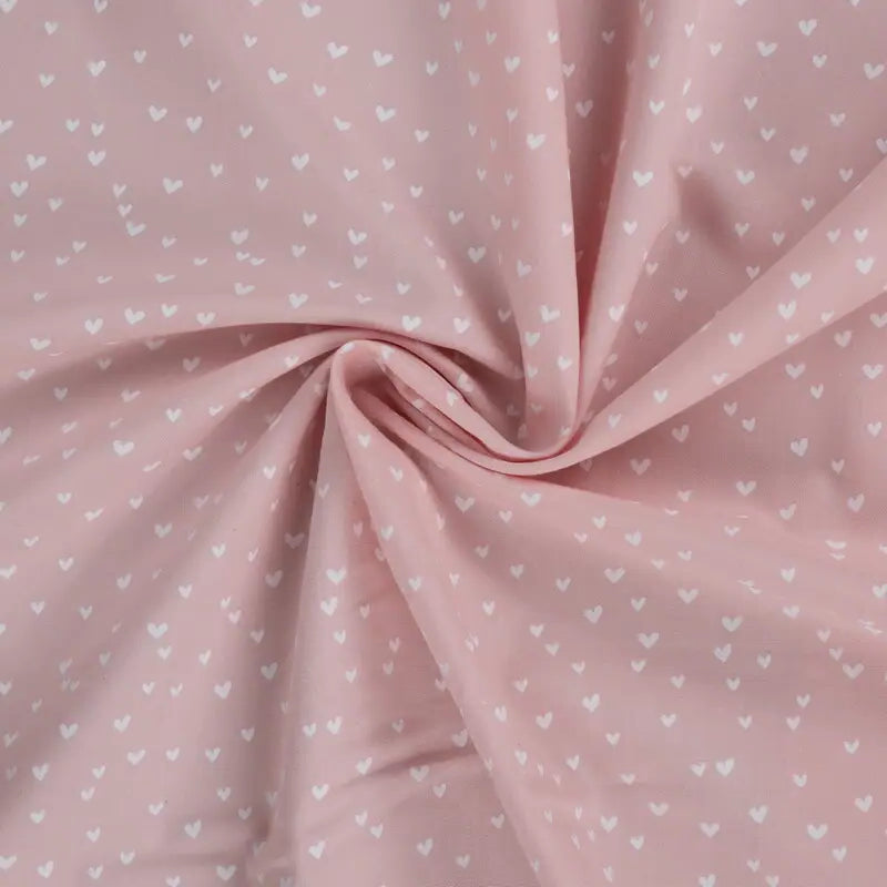 Vevd bomullspoplin - Hjerter Rosa