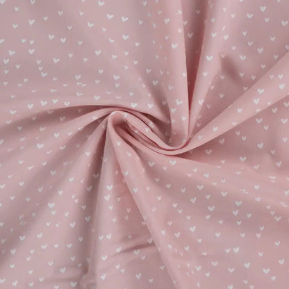 Vevd bomullspoplin - Hjerter Rosa