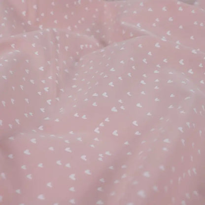 Vevd bomullspoplin - Hjerter Rosa