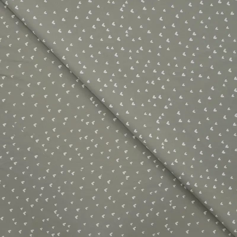 Vevd bomullspoplin - Hjerter Grønn