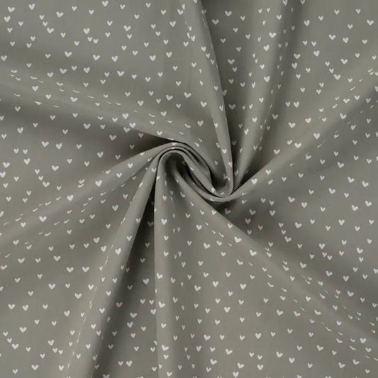 Vevd bomullspoplin - Hjerter Grønn