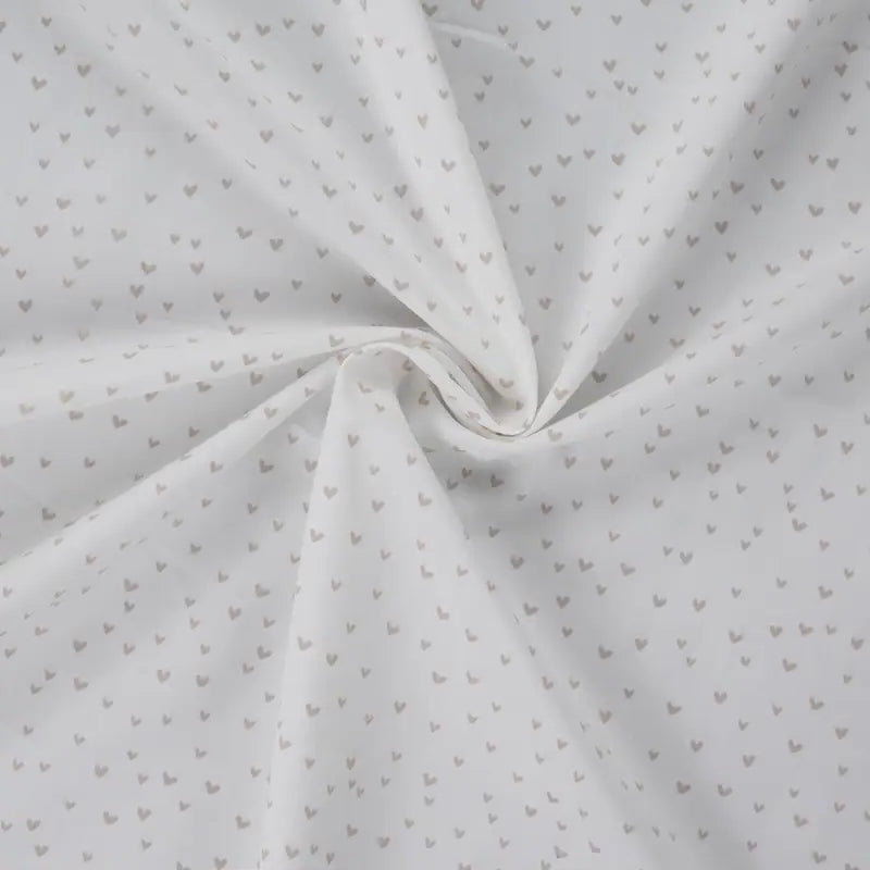 Vevd bomullspoplin - Hjerter Ecru