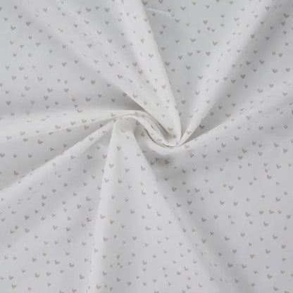 Vevd bomullspoplin - Hjerter Ecru