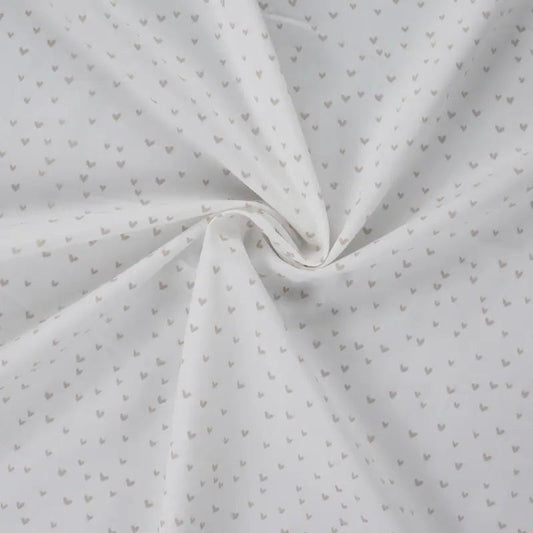 Vevd bomullspoplin - Hjerter Ecru