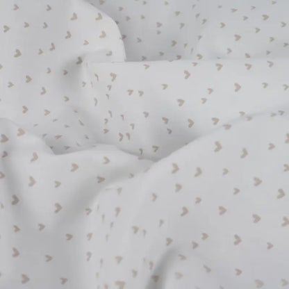 Vevd bomullspoplin - Hjerter Ecru