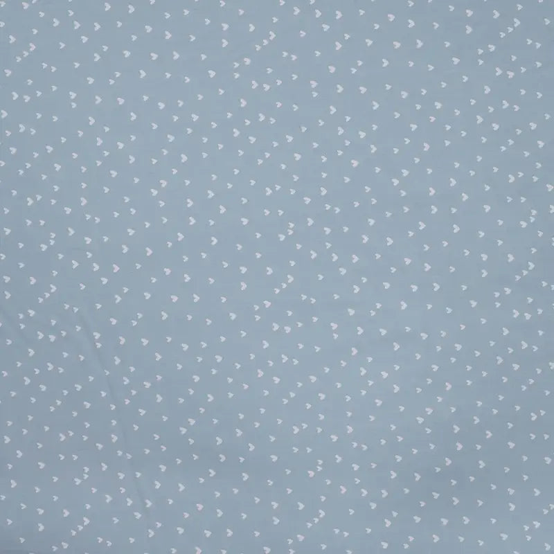 Vevd bomullspoplin - Hjerter Blå