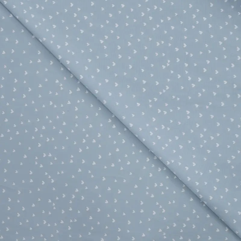 Vevd bomullspoplin - Hjerter Blå