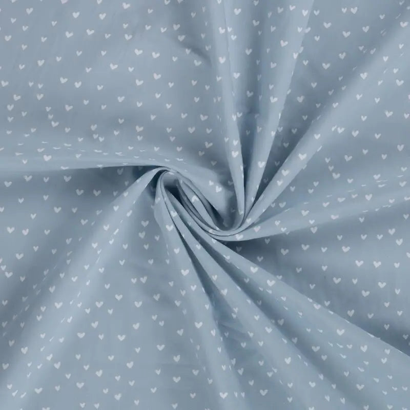 Vevd bomullspoplin - Hjerter Blå