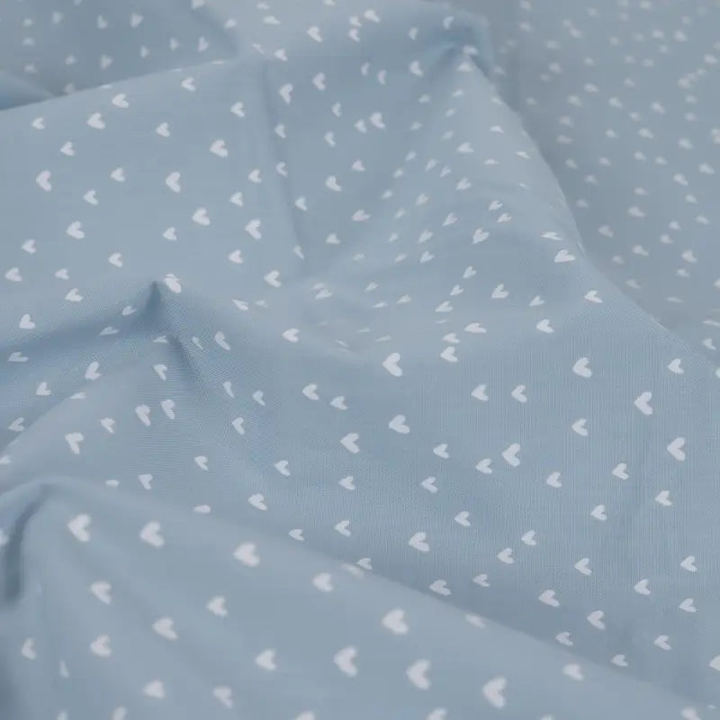 Vevd bomullspoplin - Hjerter Blå