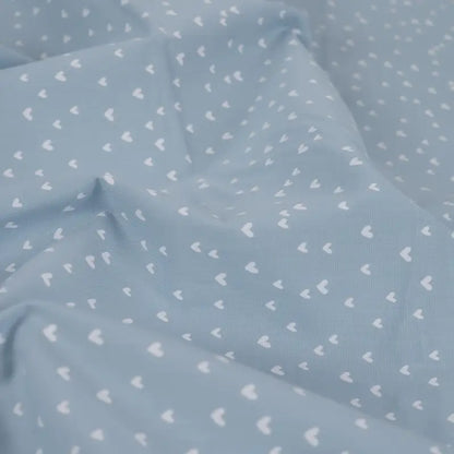 Vevd bomullspoplin - Hjerter Blå