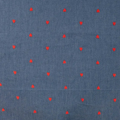 Chambray Broderte Hjerter