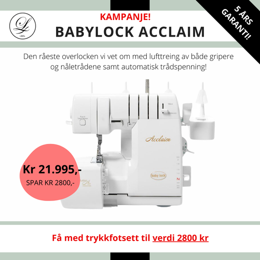 KAMPANJE! Overlock Baby Lock Acclaim - Få med trykkfotsett til verdi 2800 kr!