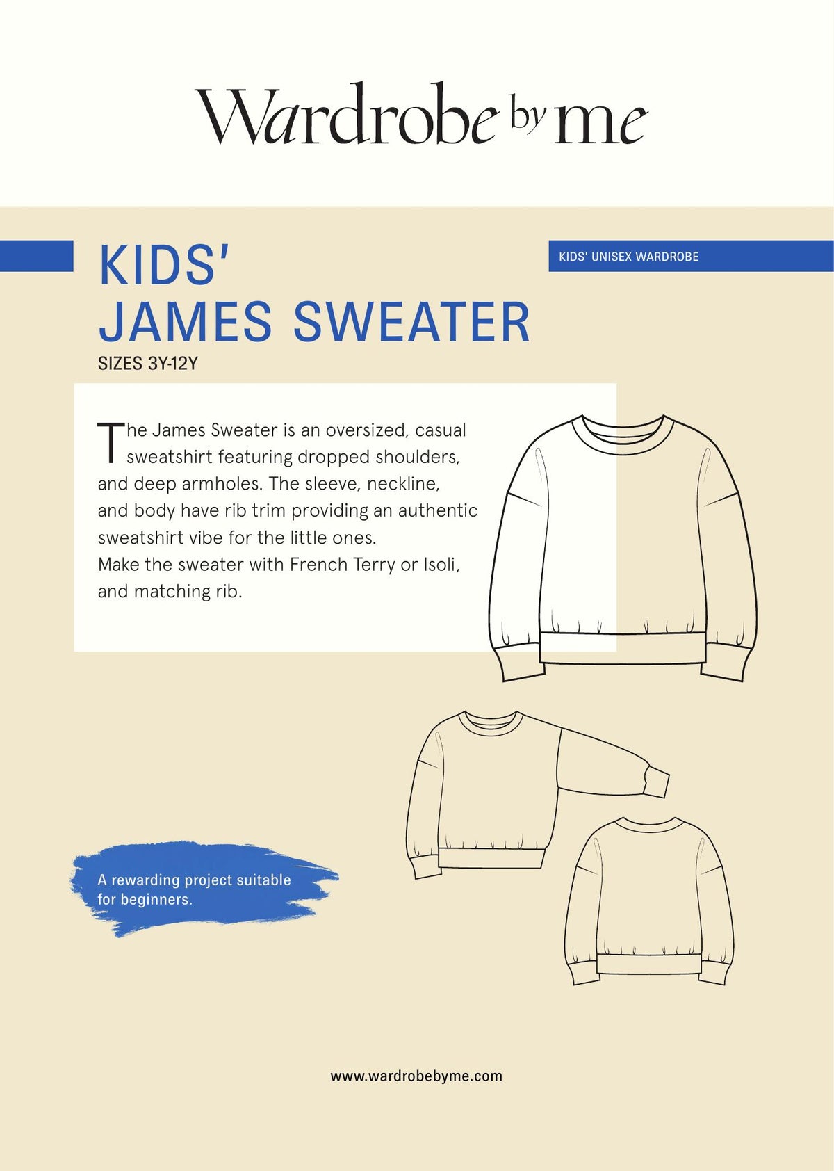 Symønster James Genser Barn (Str 3-12 år) - Wardrobe by me