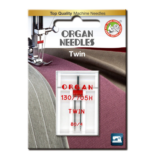 Organ Tvillingnål 4 mm #80 ( til vevd stoff, ikke til stretch)