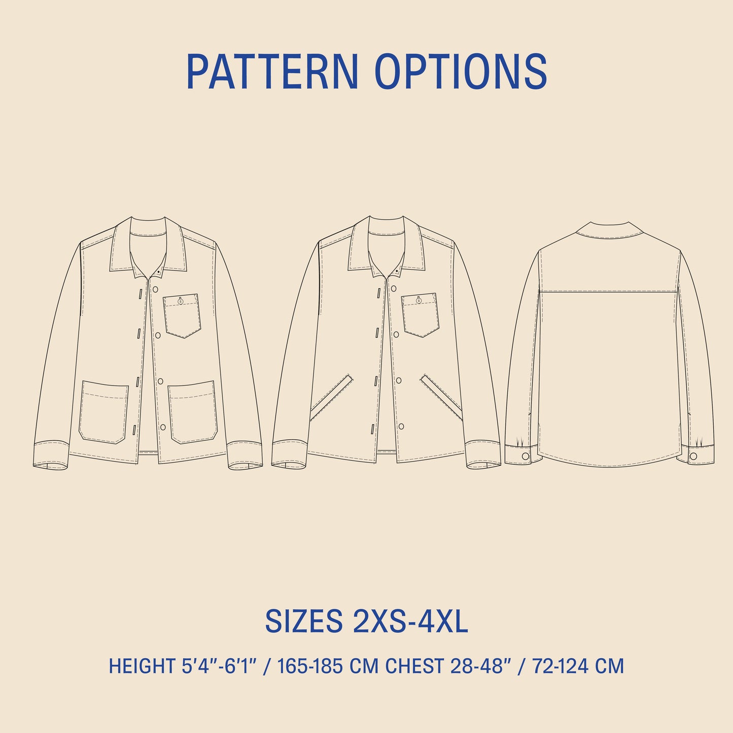 Symønster Overshirt Jakke Herre (Str 2XS-4XL) - Wardrobe by me