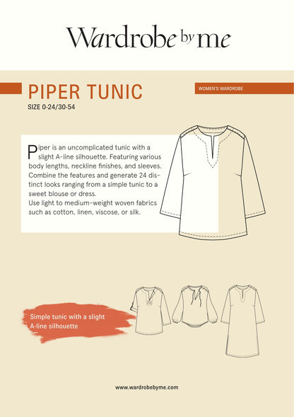 Symønster Piper Tunika Dame (Str 30-54) - Wardrobe by me