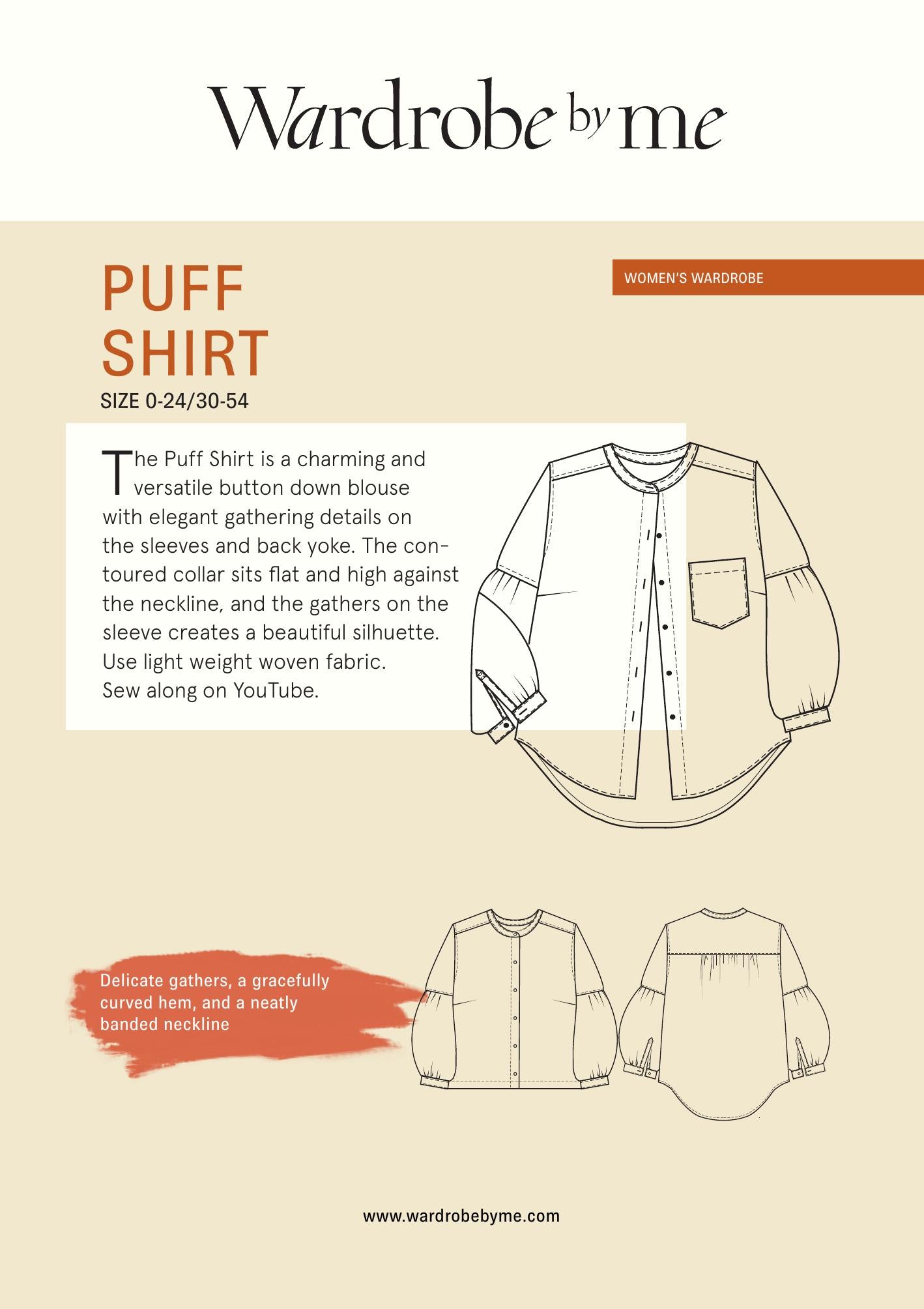Symønster Puff Skjorte Dame (Str 30-54) - Wardrobe by me